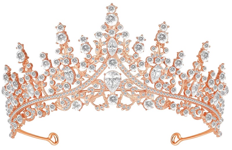 Queenship Tiara Crown for Women, Queen Tiara for Birthday Prom Bridal Party Custome Rose - Image 1